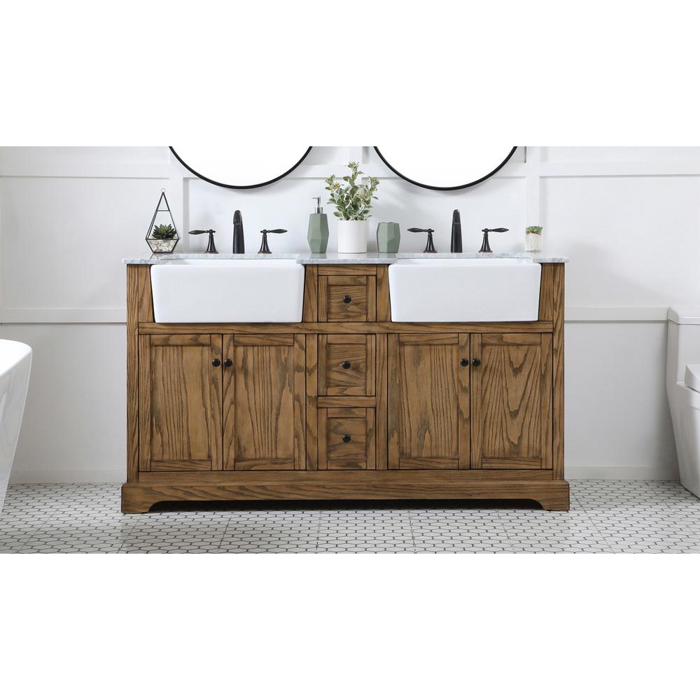 60 inch double bathroom vanity in driftwood. Picture 14