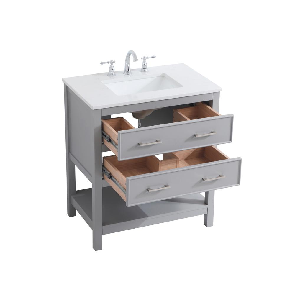 30 inch Single Bathroom Vanity in Grey. Picture 8