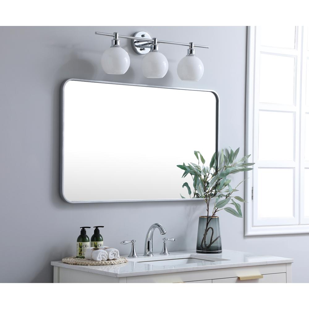 Soft corner metal rectangular mirror 24x40 inch in Silver. Picture 2