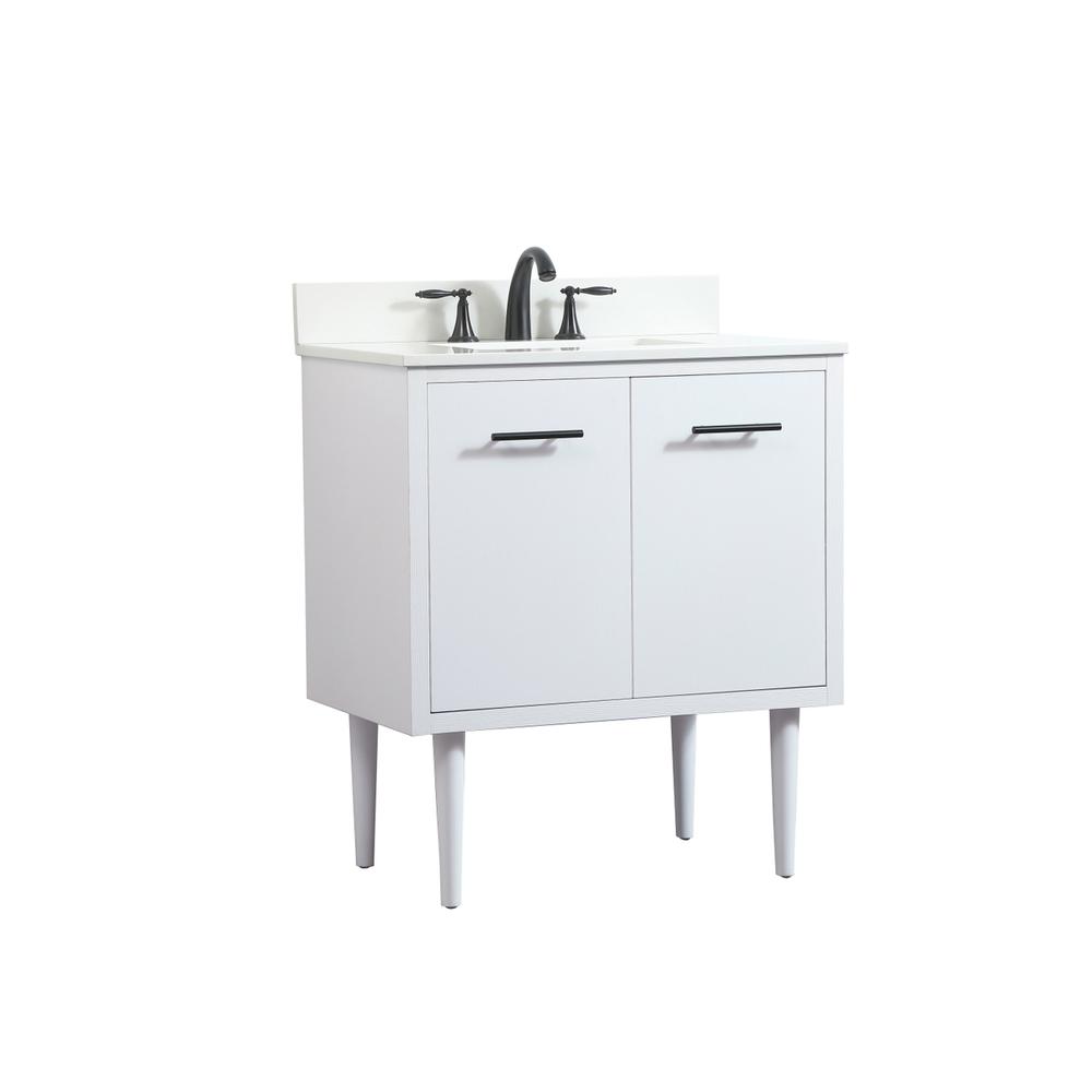 30 inch Single bathroom vanity in white with backsplash. Picture 10