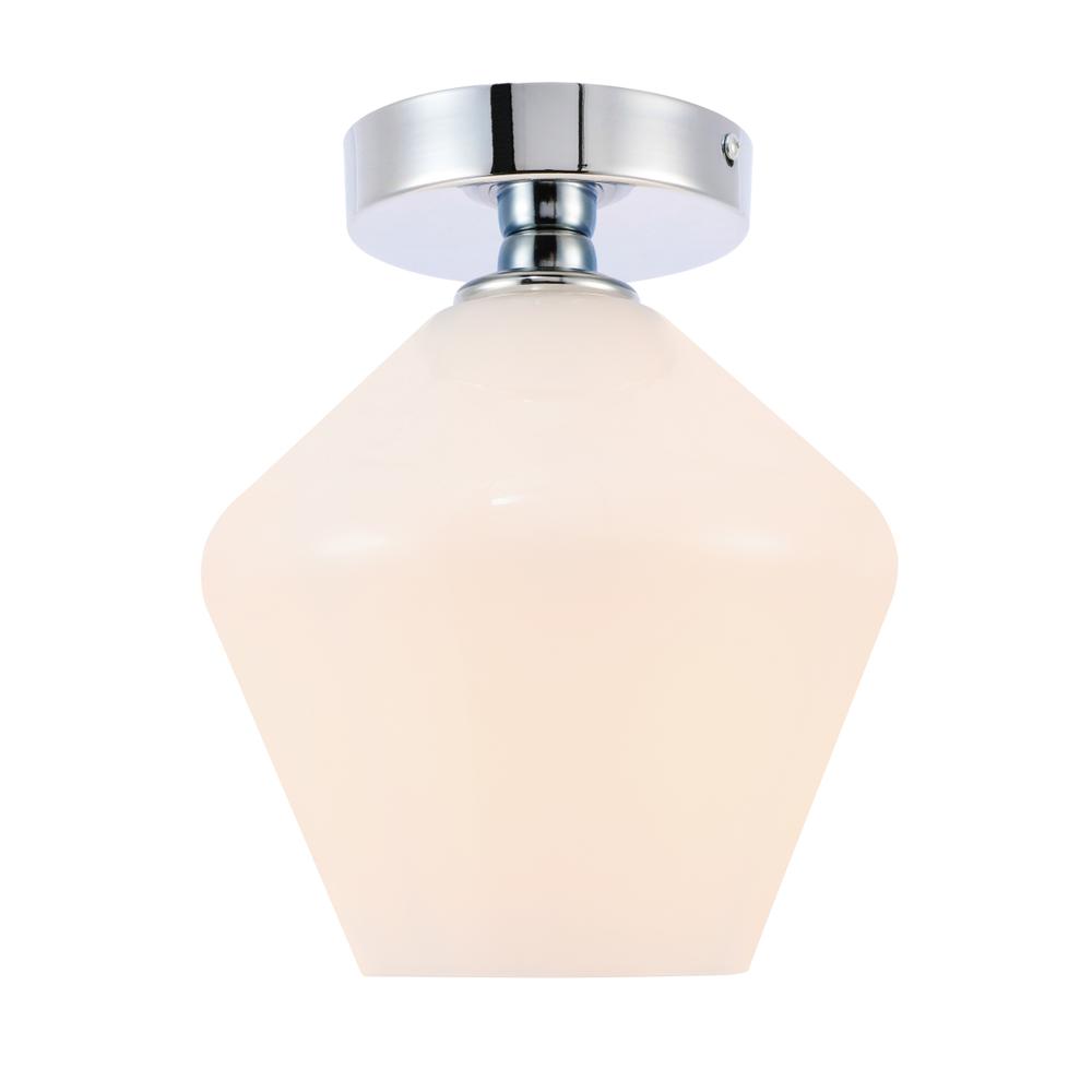 Gene 1 light Chrome and Frosted white glass Flush mount. Picture 3