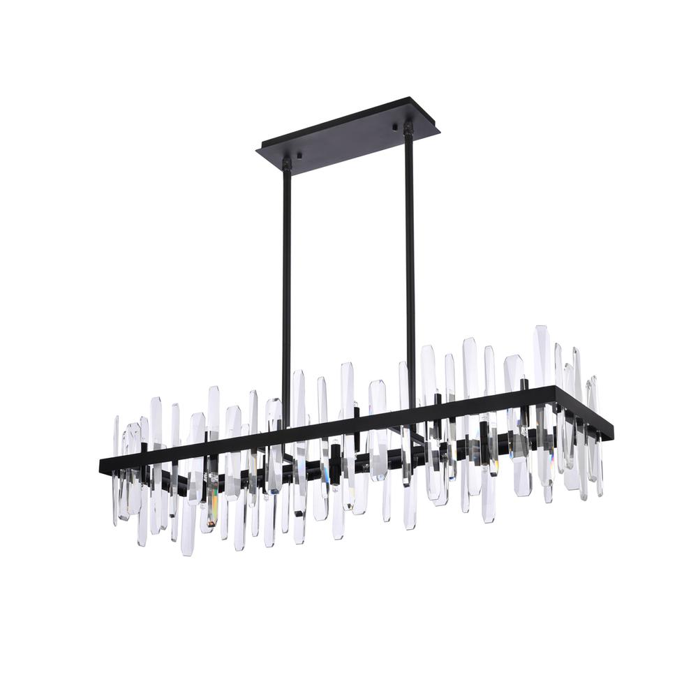 Serena 42 inch crystal rectangle chandelier in black. Picture 6
