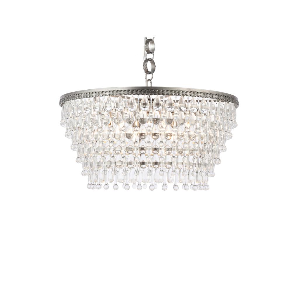 Nordic 6 light antique silver Chandelier Clear Royal Cut Crystal. Picture 2
