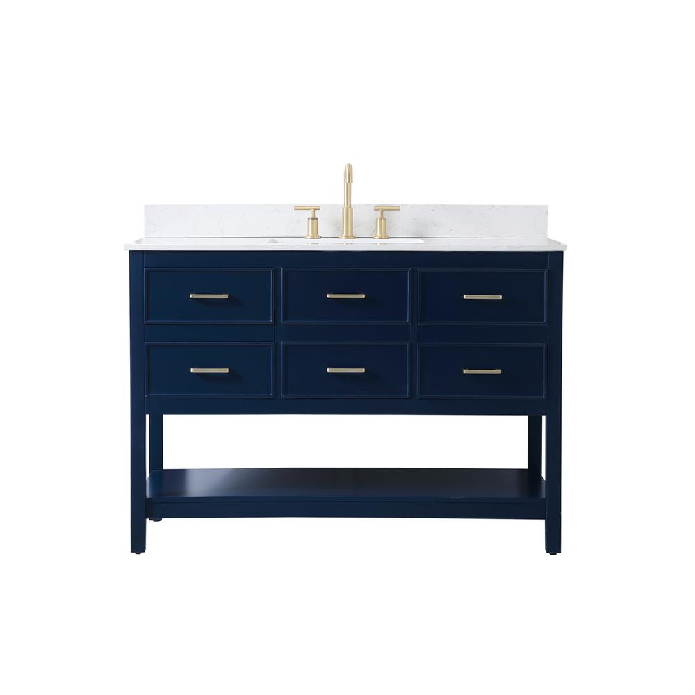 48 inch Single bathroom vanity in blue with backsplash. Picture 1