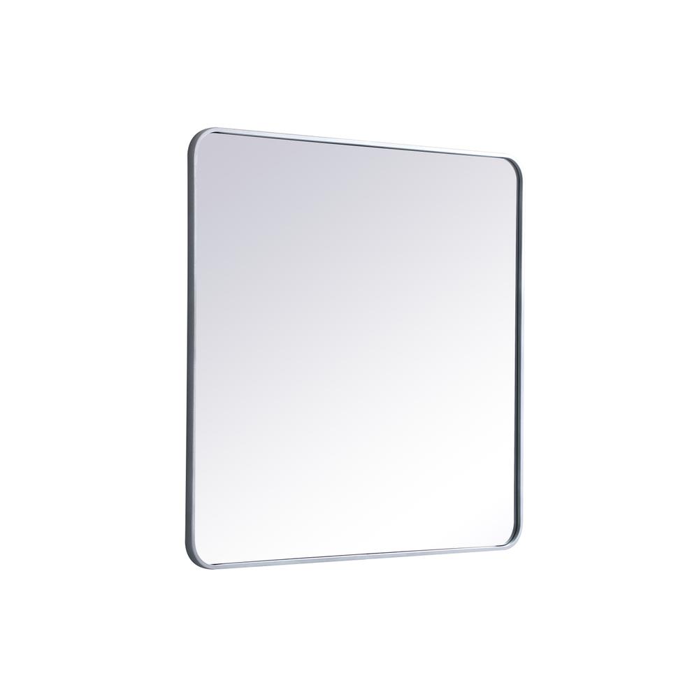 Soft corner metal rectangular mirror 36x36 inch in Silver. Picture 5