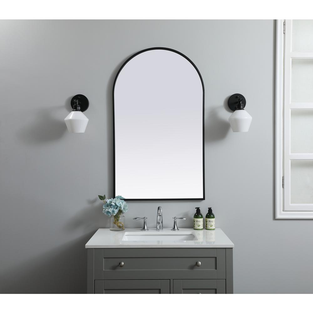 Metal Frame Arch Mirror 24x40 Inch in Black. Picture 9