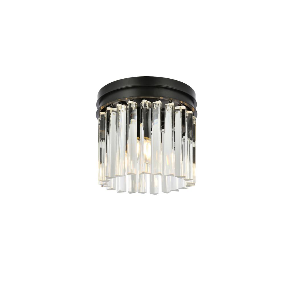 Sydney 3 light Matte Black Flush Mount Clear Royal Cut Crystal. Picture 1