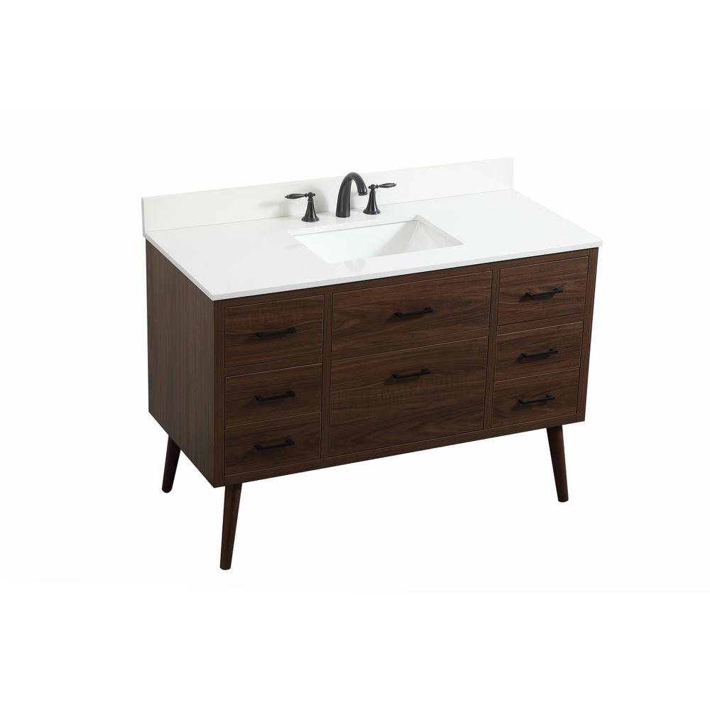 48 inch Single bathroom vanity in walnut with backsplash. Picture 8