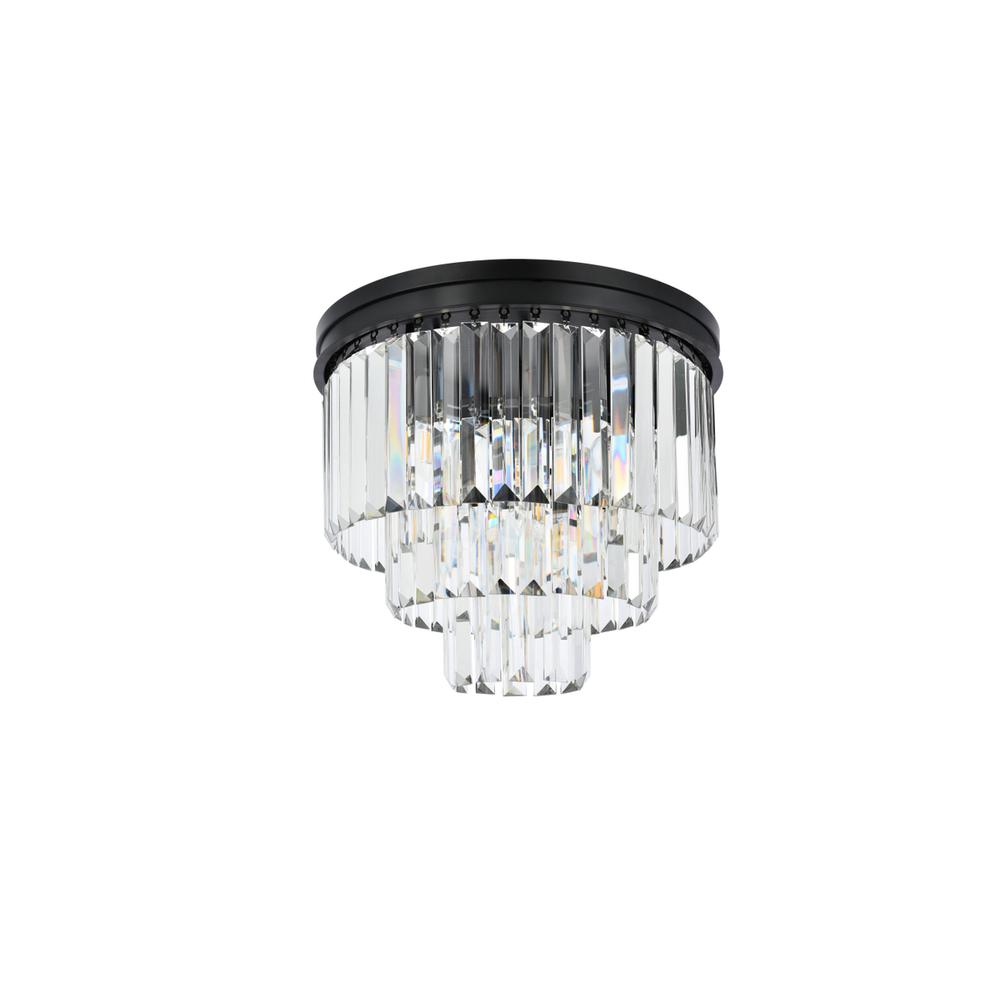 Sydney 9 light Matte Black Flush Mount Clear Royal Cut Crystal. Picture 6