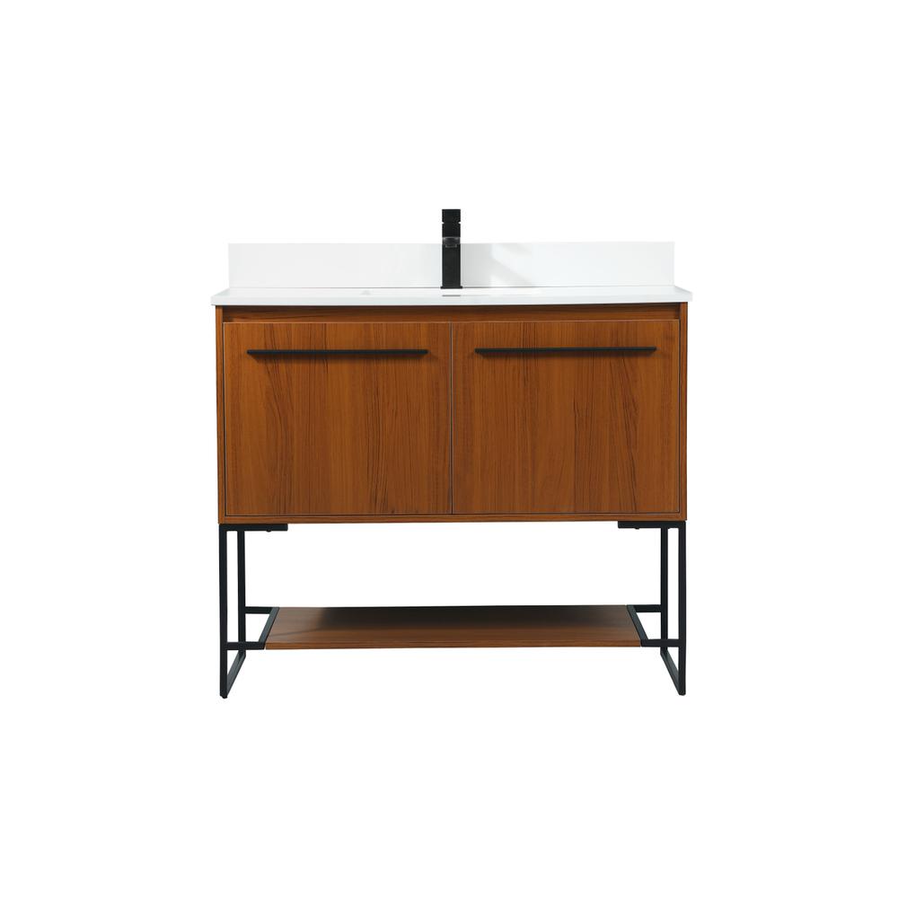 40 inch Single bathroom vanity in teak with backsplash. Picture 1