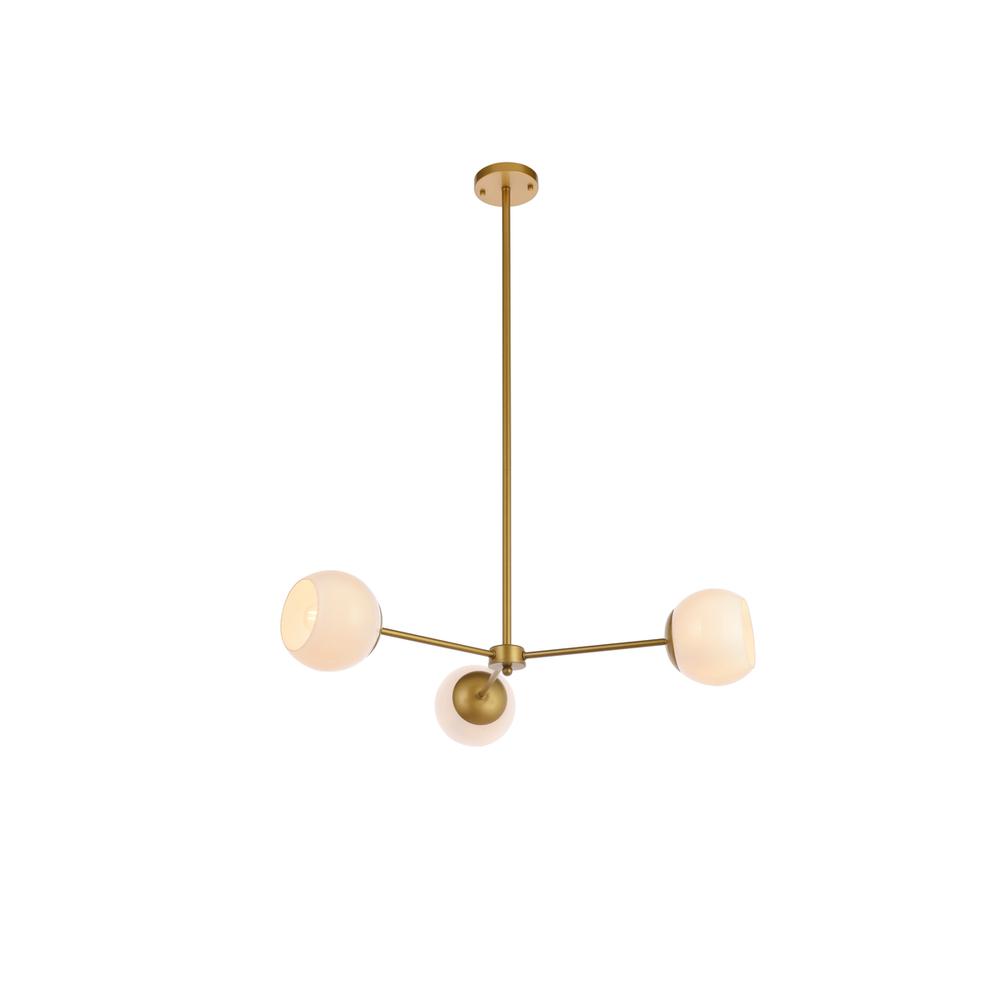 Briggs 32 inch pendant in brass with white shade. Picture 1