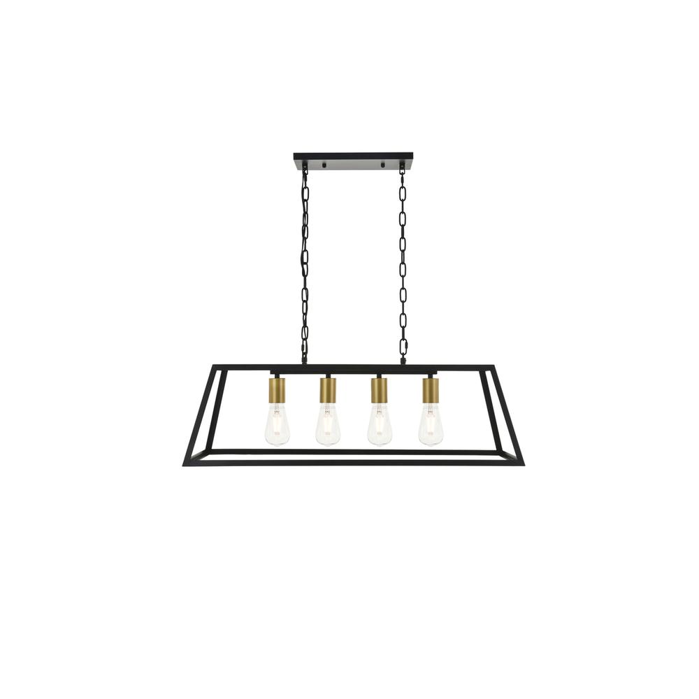 Resolute 4 light brass and black Pendant. Picture 1
