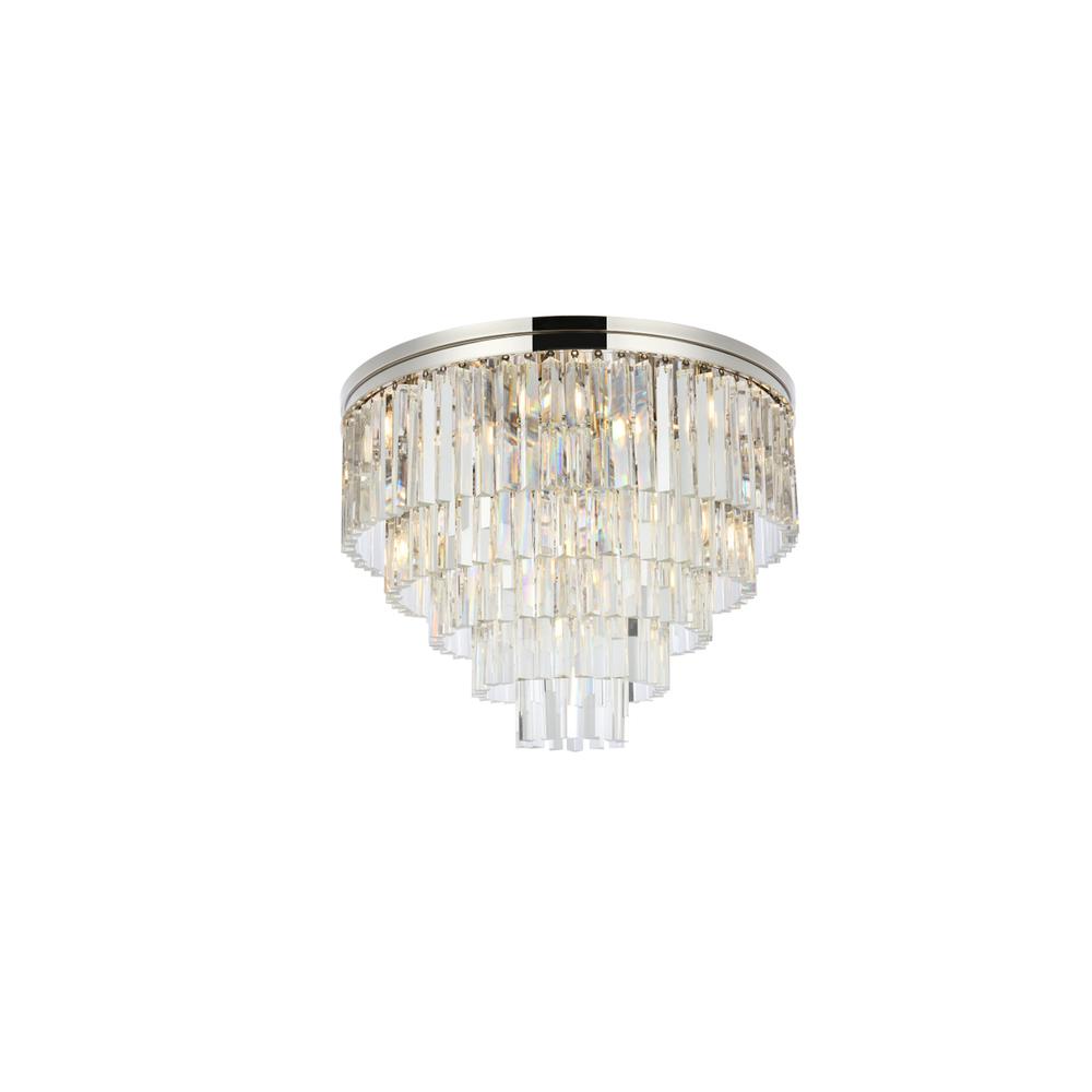 Sydney 17 light polished nickel Flush Mount Clear Royal Cut Crystal. Picture 2