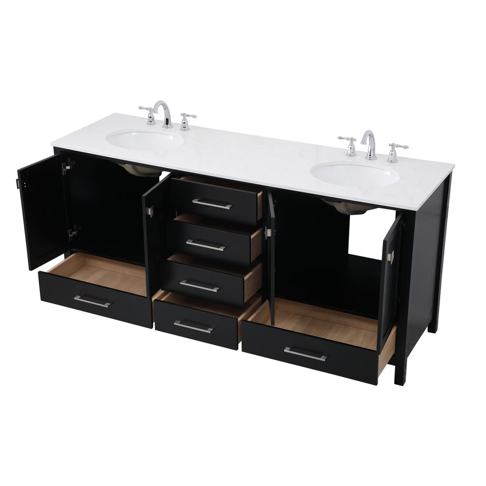 72 inch Double Bathroom Vanity in Black. Picture 8