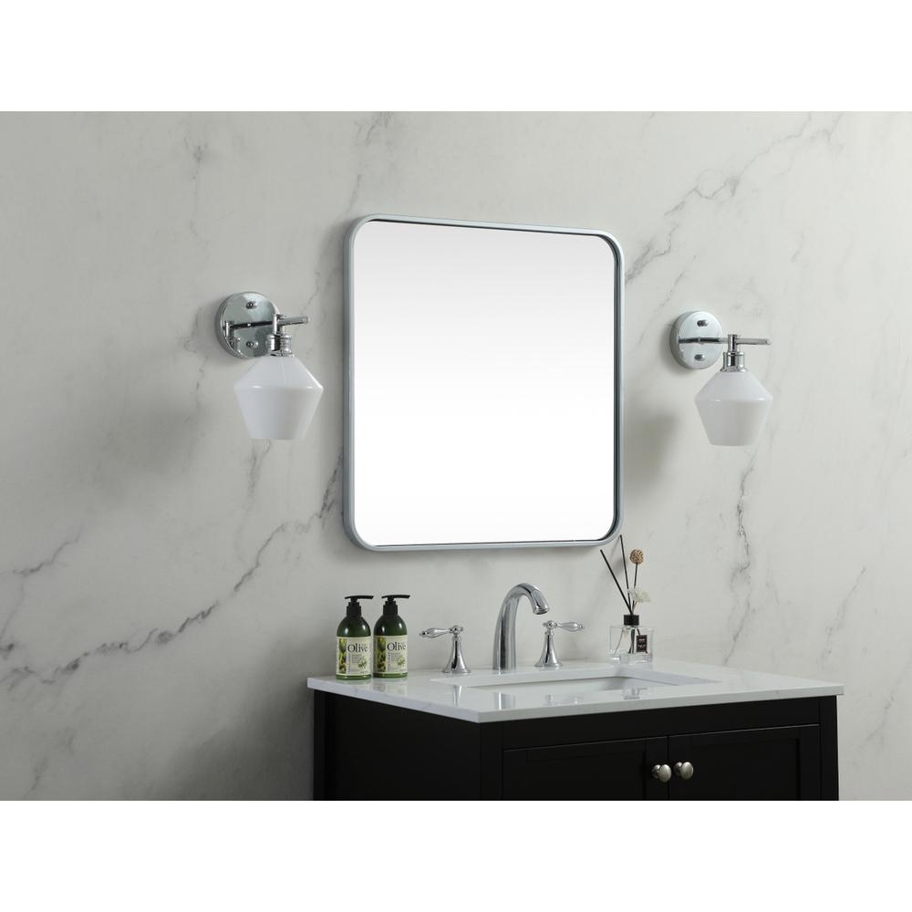 Soft corner metal square mirror 24x24 inch in Silver. Picture 2