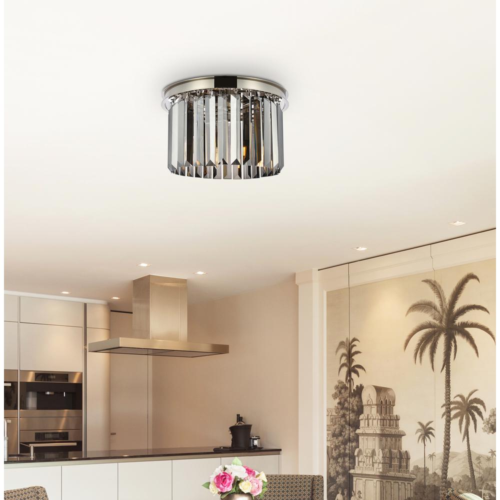 Sydney 3 light polished nickel Flush Mount Silver Shade (Grey) Royal Cut Crystal. Picture 8