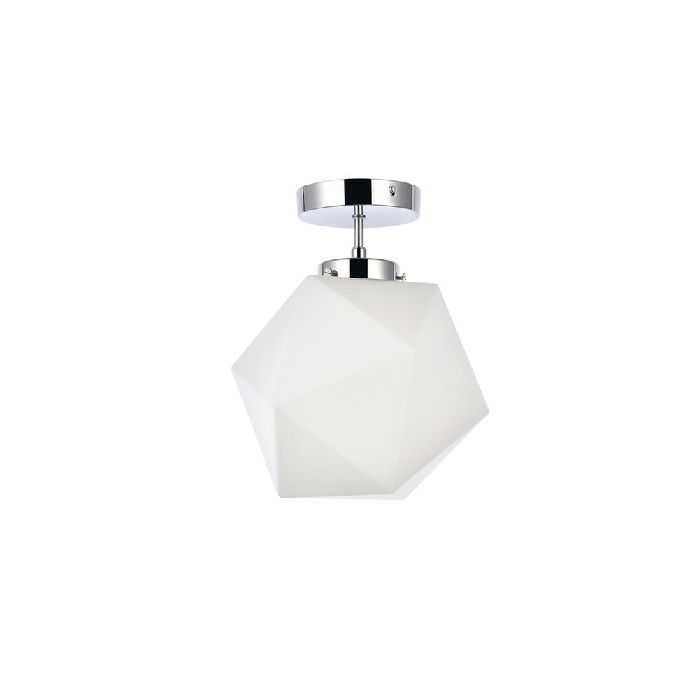 Lawrence 1 light chrome and white glass flush mount. Picture 6