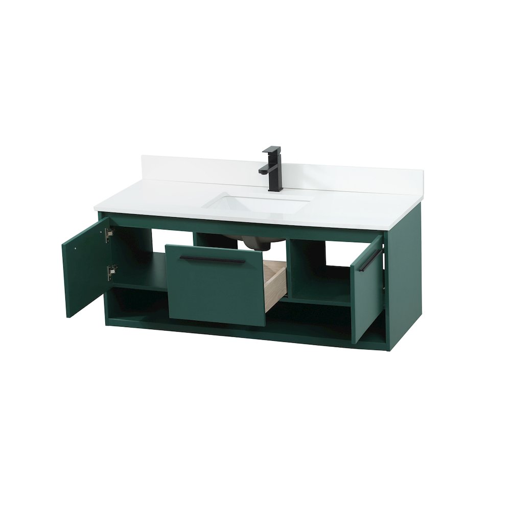48 Inch Single Bathroom Vanity In Green With Backsplash. Picture 10