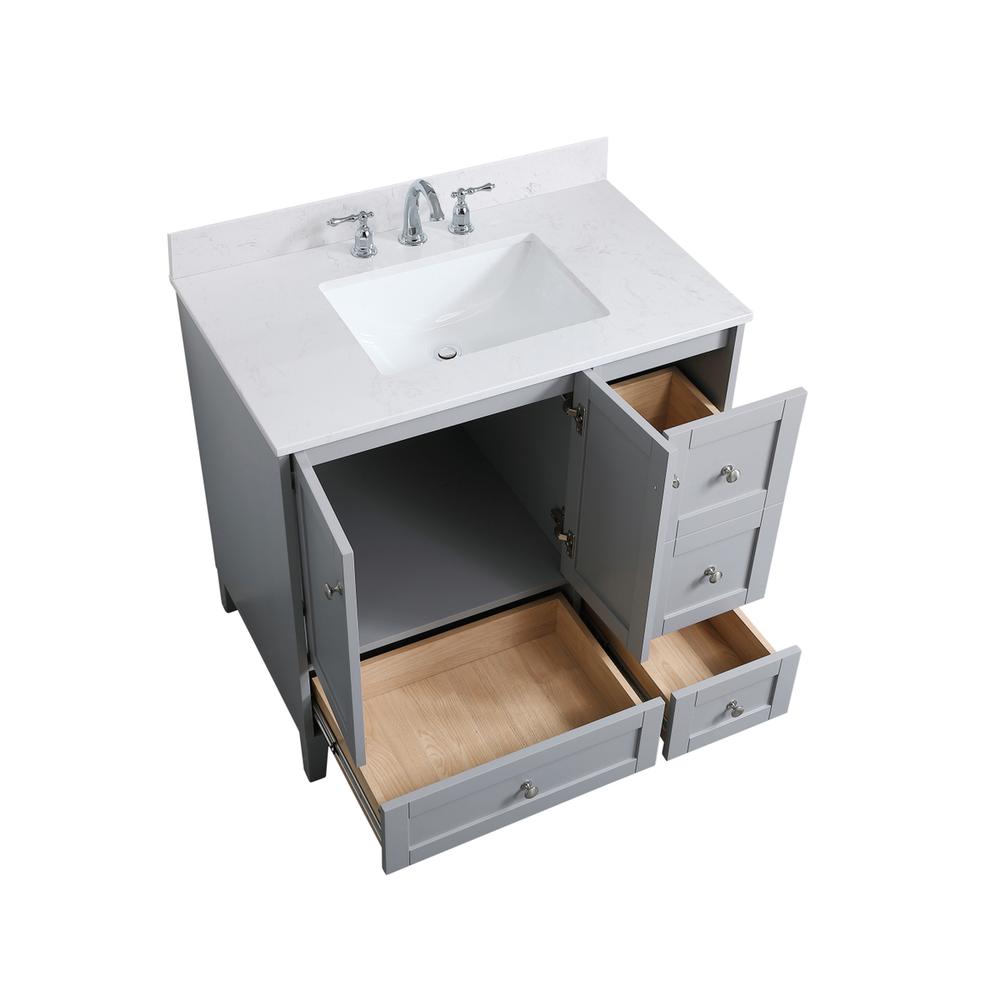 36 inch Single Bathroom Vanity in Grey with Backsplash. Picture 10
