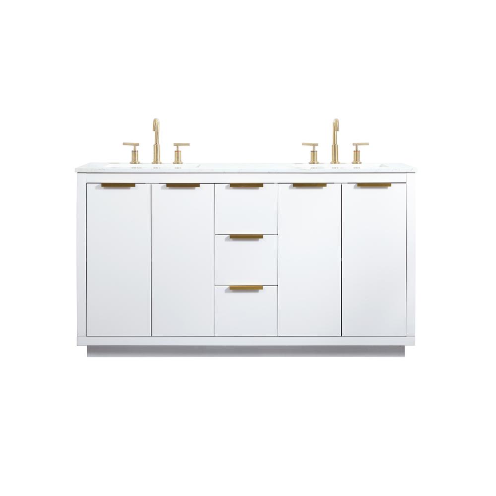 60 inch double bathroom vanity in white. Picture 1
