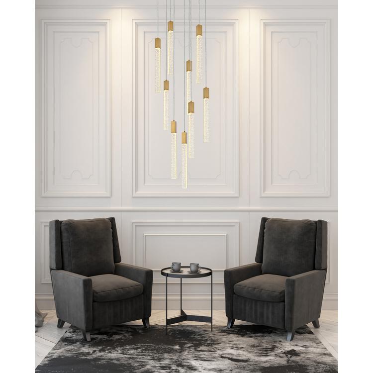 Weston 9 lights pendant in satin gold. Picture 8