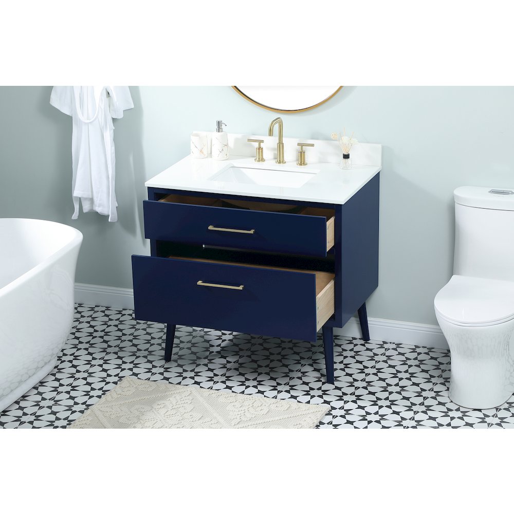 36 Inch Bathroom Vanity In Blue With Backsplash. Picture 4