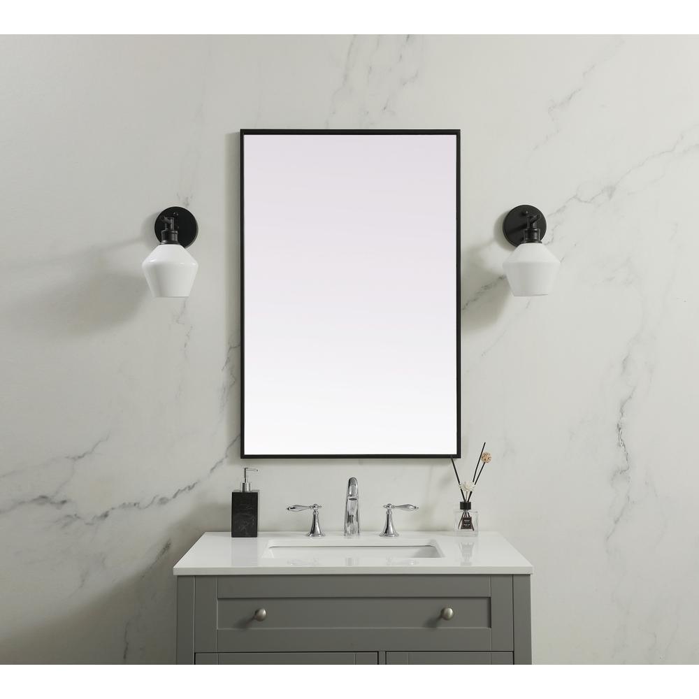 Metal Frame Rectangle Mirror 24x36 Inch in Black. Picture 11