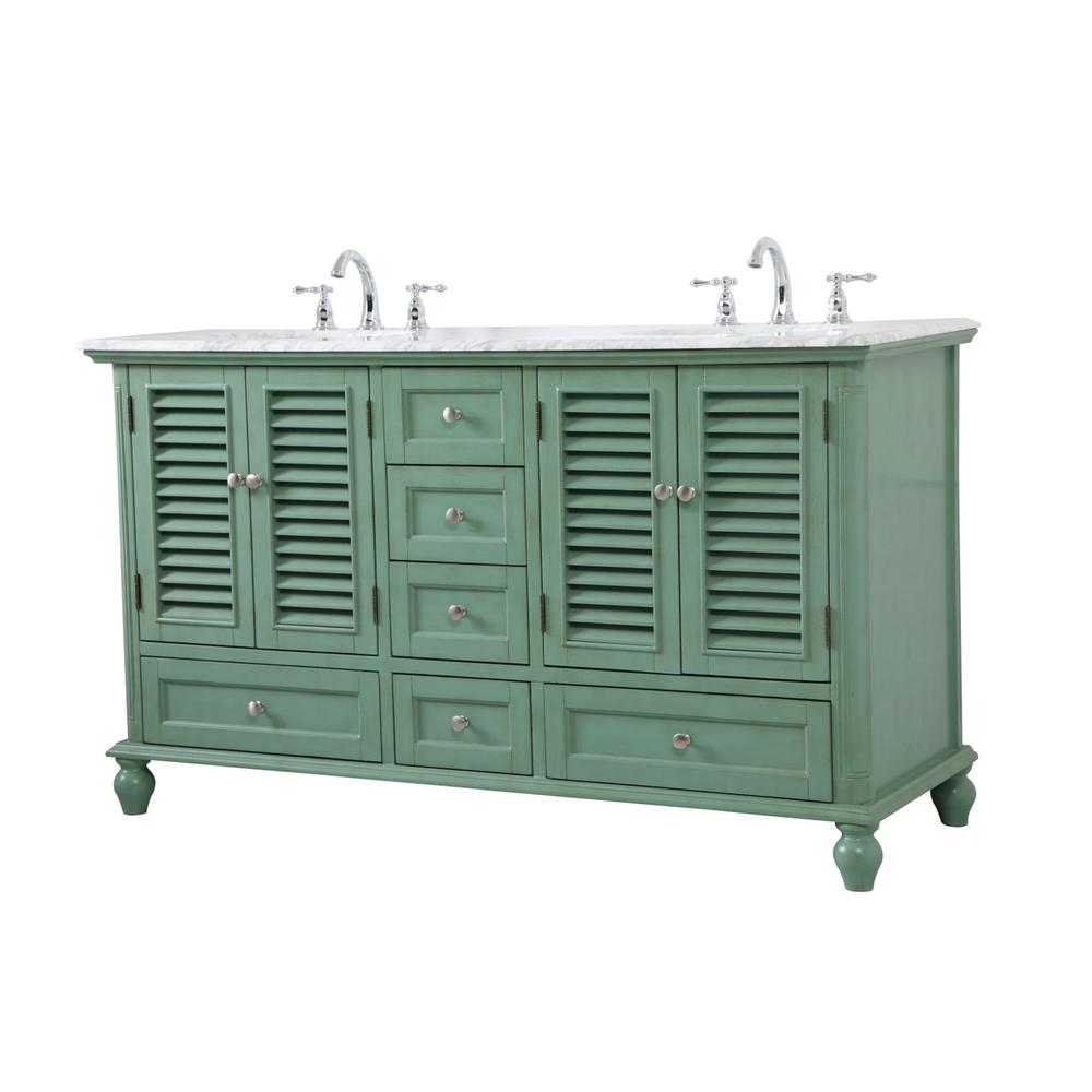 60 inch Double Bathroom Vanity in Vintage Mint. Picture 6