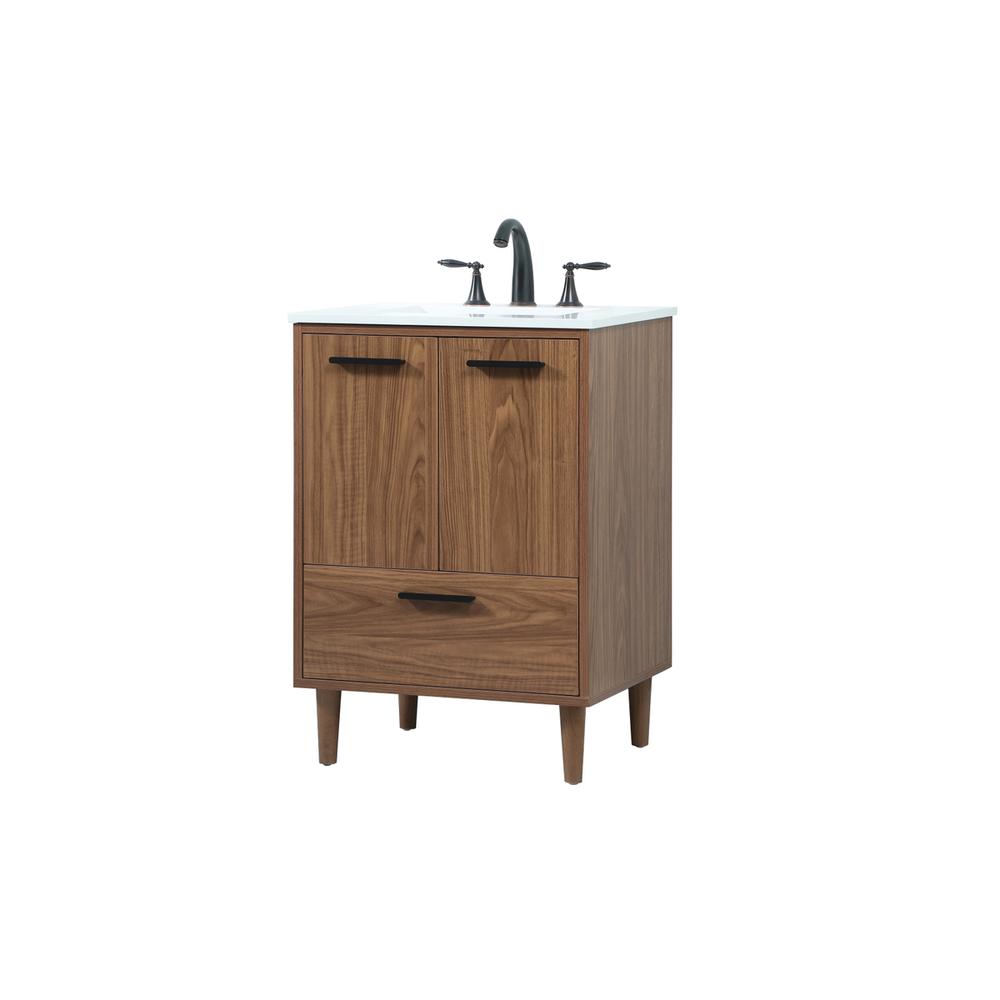 24 inch Single bathroom vanity in walnut brown. Picture 7