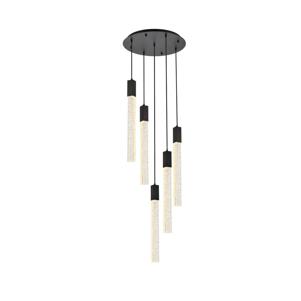 Weston 5 lights pendant in black. Picture 1