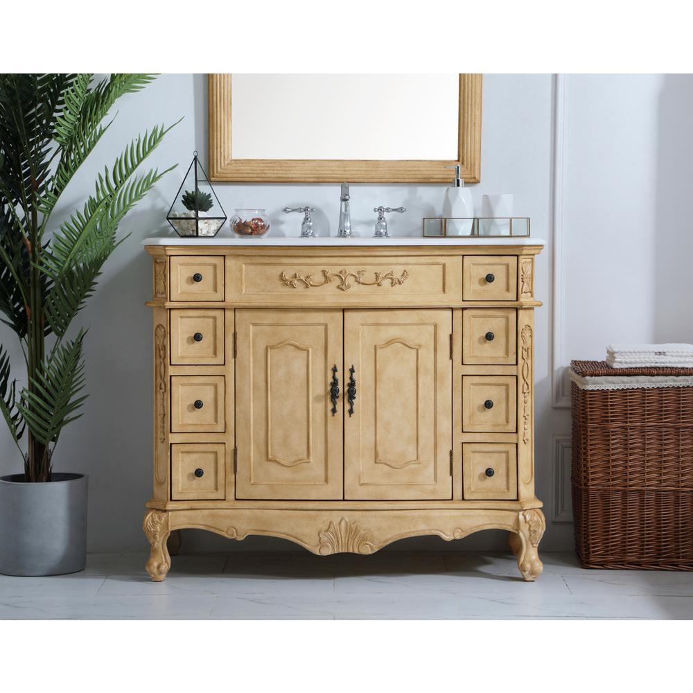 42 inch Single Bathroom vanity in Light Antique Beige. Picture 14