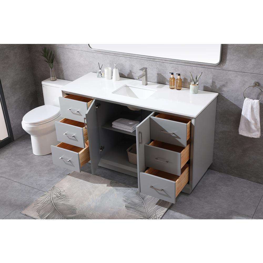 60 Inch SIngle Bathroom Vanity In Grey. Picture 3