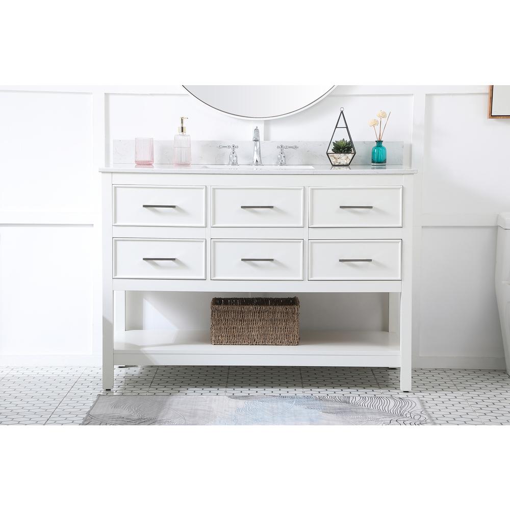 48 inch Single bathroom vanity in white with backsplash. Picture 14
