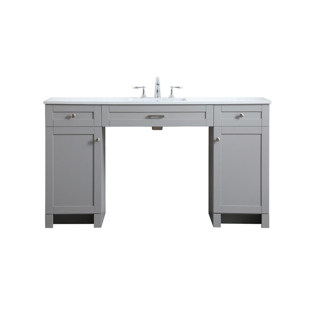 60 Inch ADA Compliant Bathroom Vanity In Grey. Picture 1
