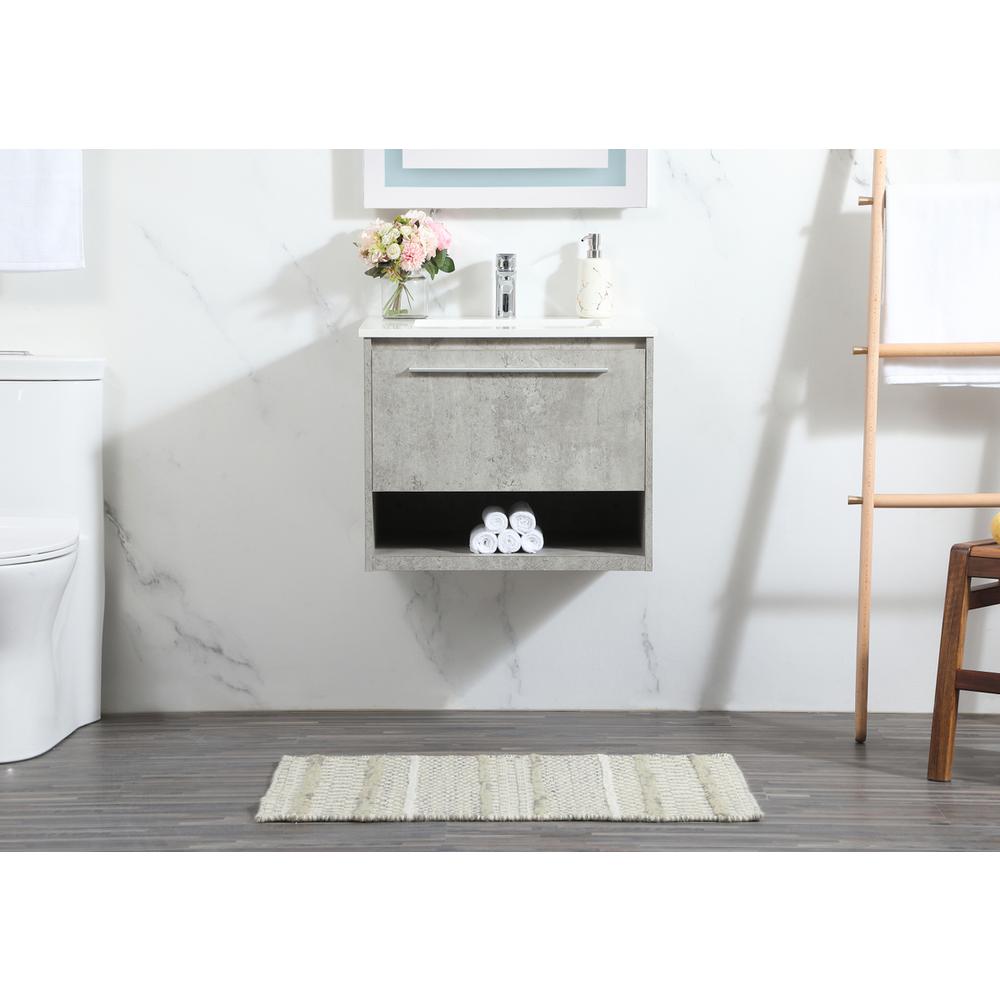 24 inch Single bathroom vanity in concrete grey. Picture 14