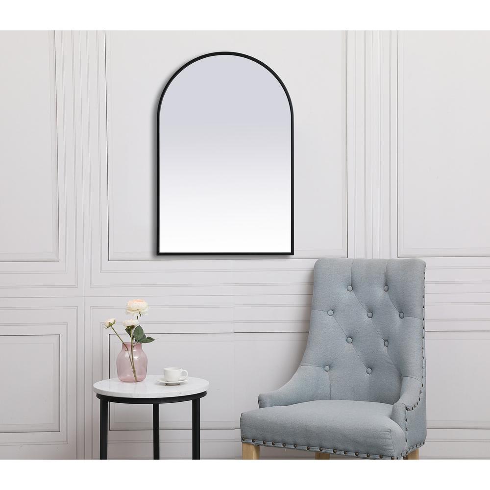 Metal Frame Arch Mirror 24x36 Inch in Black. Picture 3