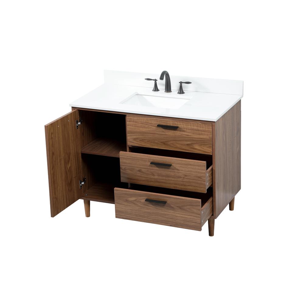 42 inch Single bathroom vanity in walnut brown with backsplash. Picture 9