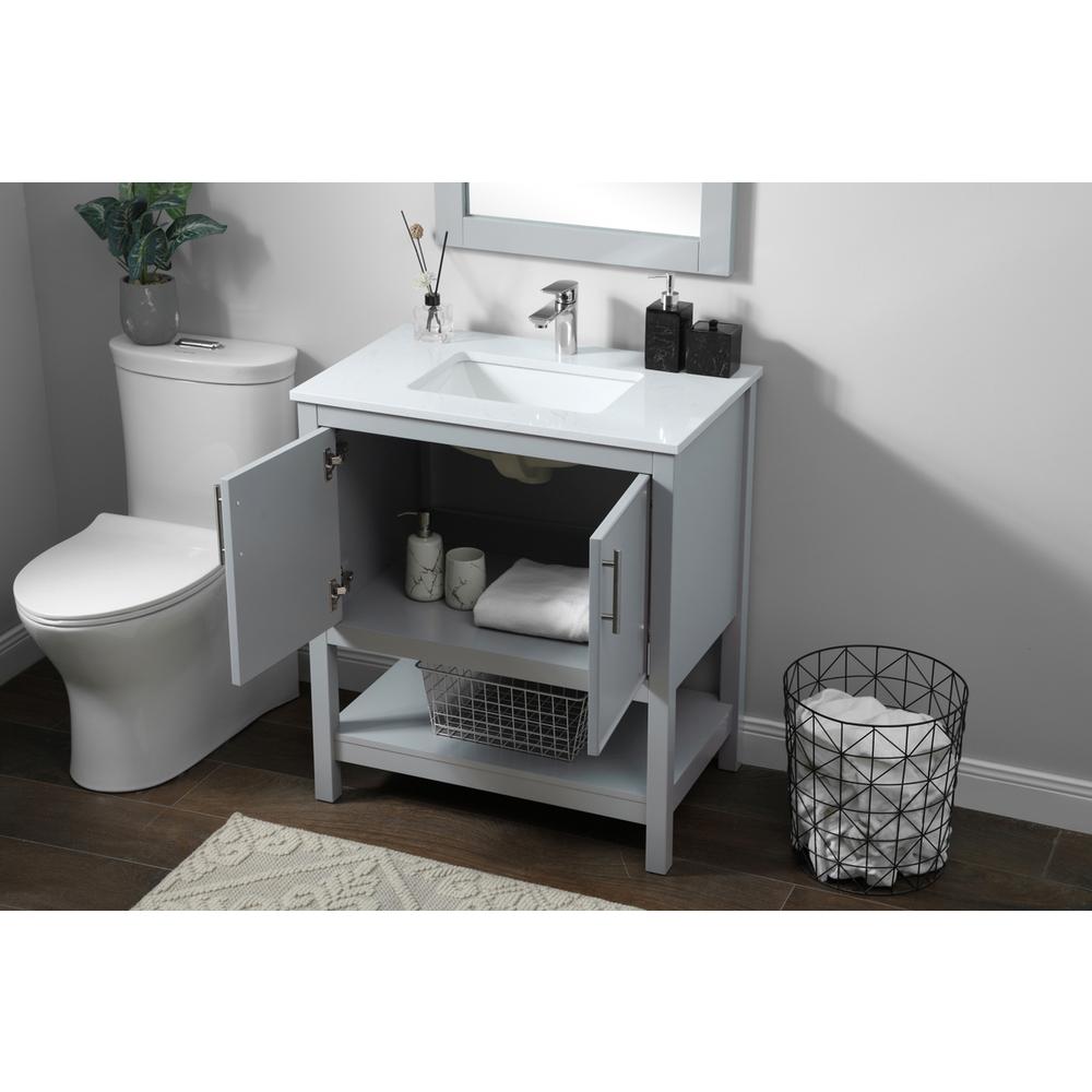 30 Inch SIngle Bathroom Vanity In Grey. Picture 3