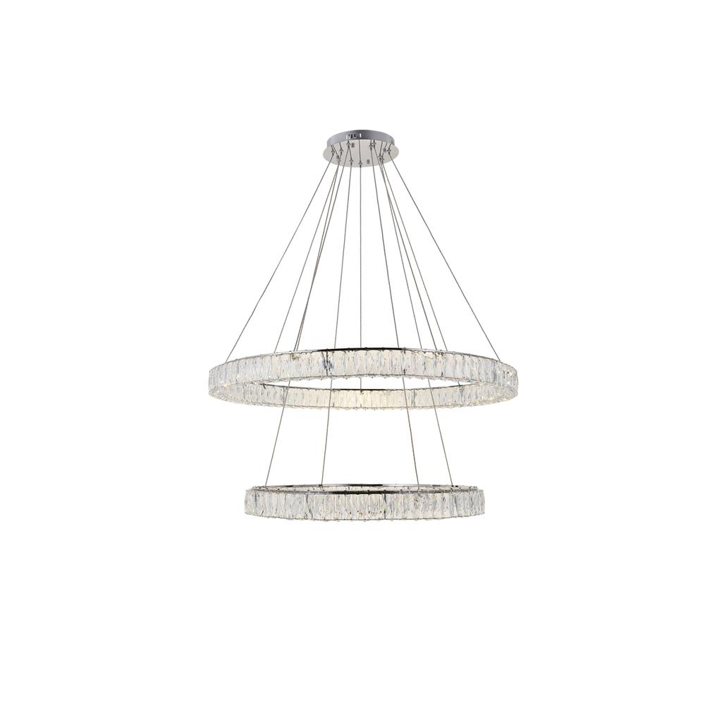 Monroe Integrated LED light Chrome Chandelier Clear Royal Cut Crystal. Picture 2