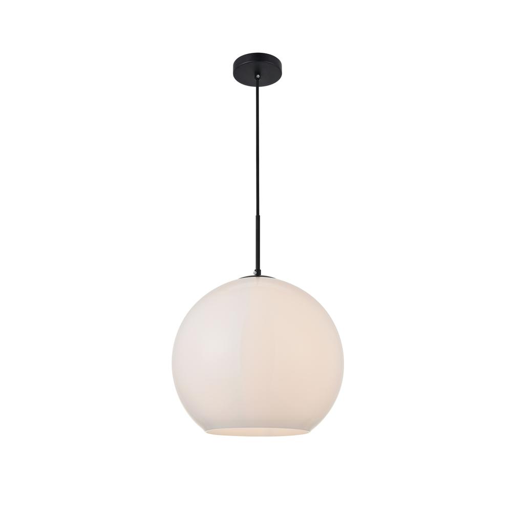 Baxter 1 Light Black Pendant With Frosted White Glass. Picture 2