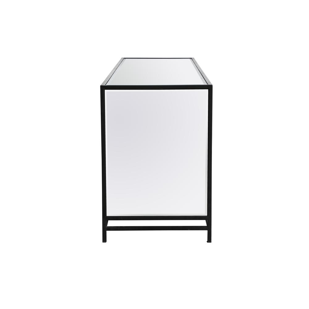 James 72 in. mirrored tv stand with wood fireplace in black. Picture 11