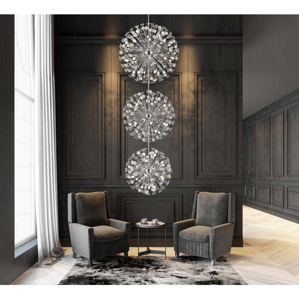 Vera 44 inch three tiers crystal starburst chandelier in chrome. Picture 10
