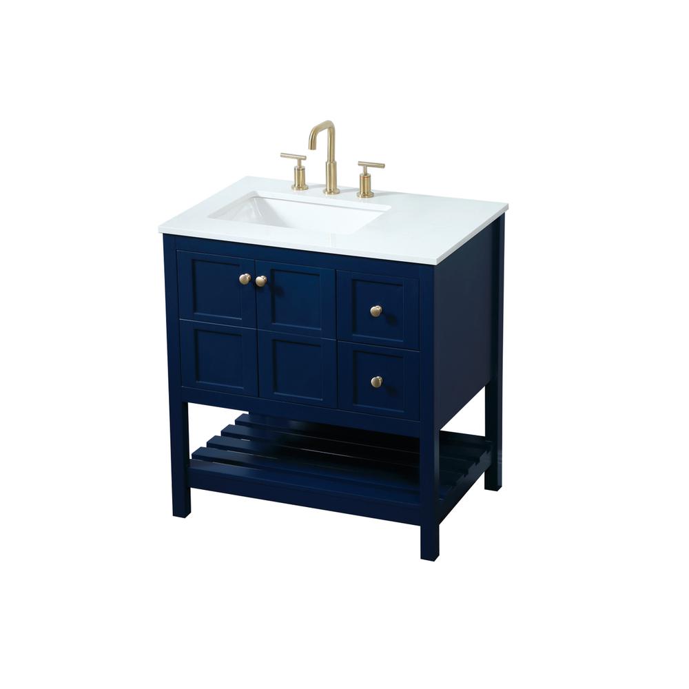 32 inch Single bathroom vanity in blue. Picture 8