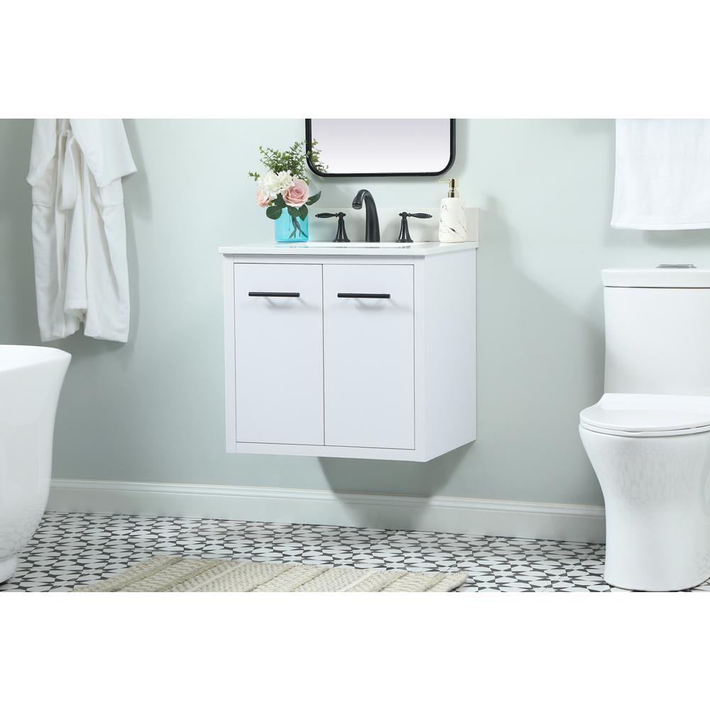 24 inch Single bathroom vanity in white with backsplash. Picture 5