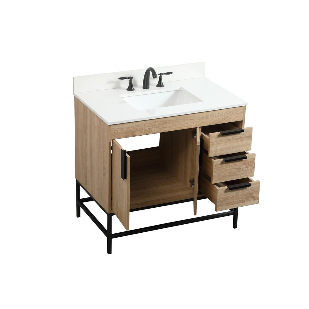 36 inch Single bathroom vanity in mango wood with backsplash. Picture 9