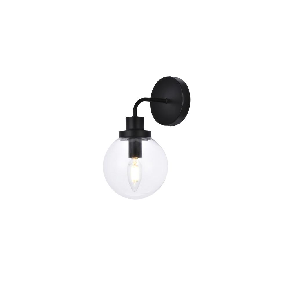 Hanson 1 light bath sconce in black with clear shade. Picture 2
