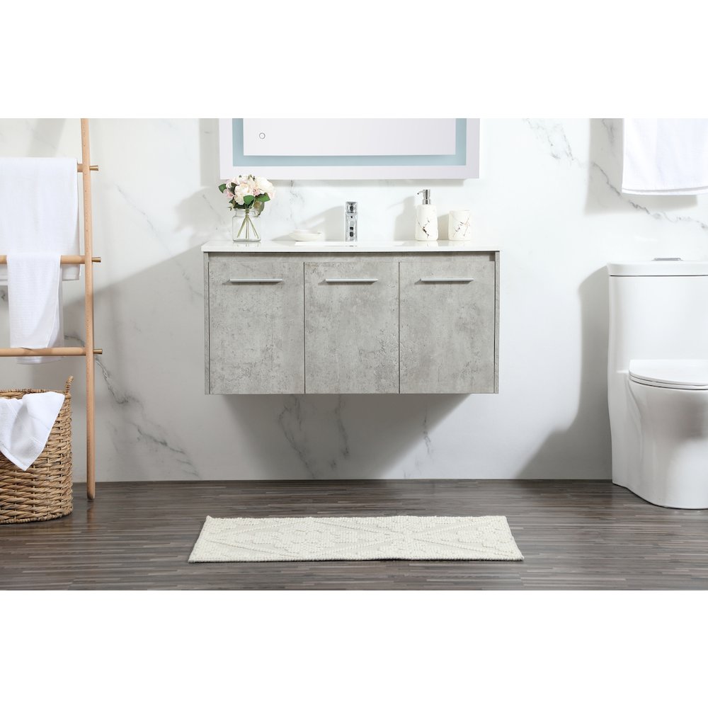 40 Inch Single Bathroom Vanity In Concrete Grey. Picture 2