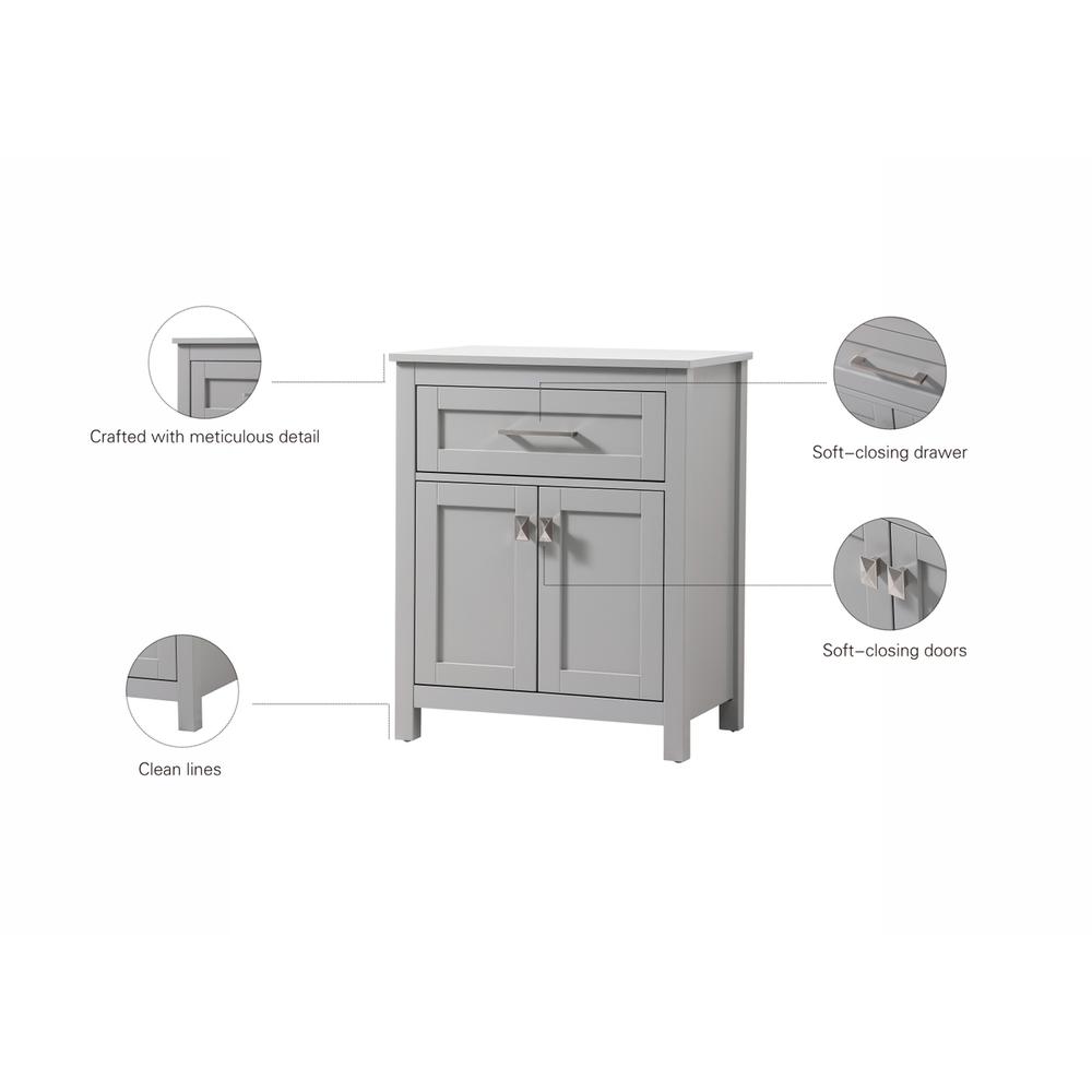 24 Inch Wide Bathroom Storage Freestanding Cabinet In Grey. Picture 11