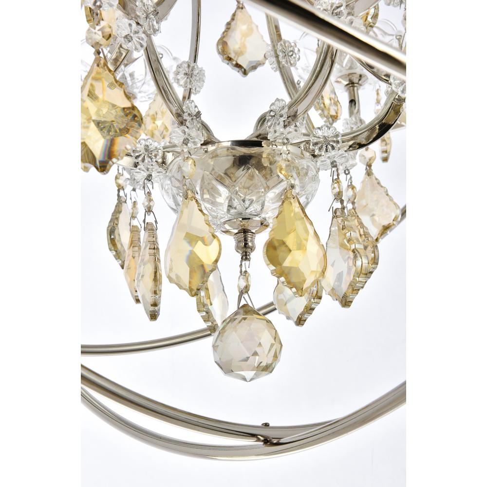 Geneva 6 light polished nickel Chandelier Golden Teak (Smoky) Royal Cut crystal. Picture 3