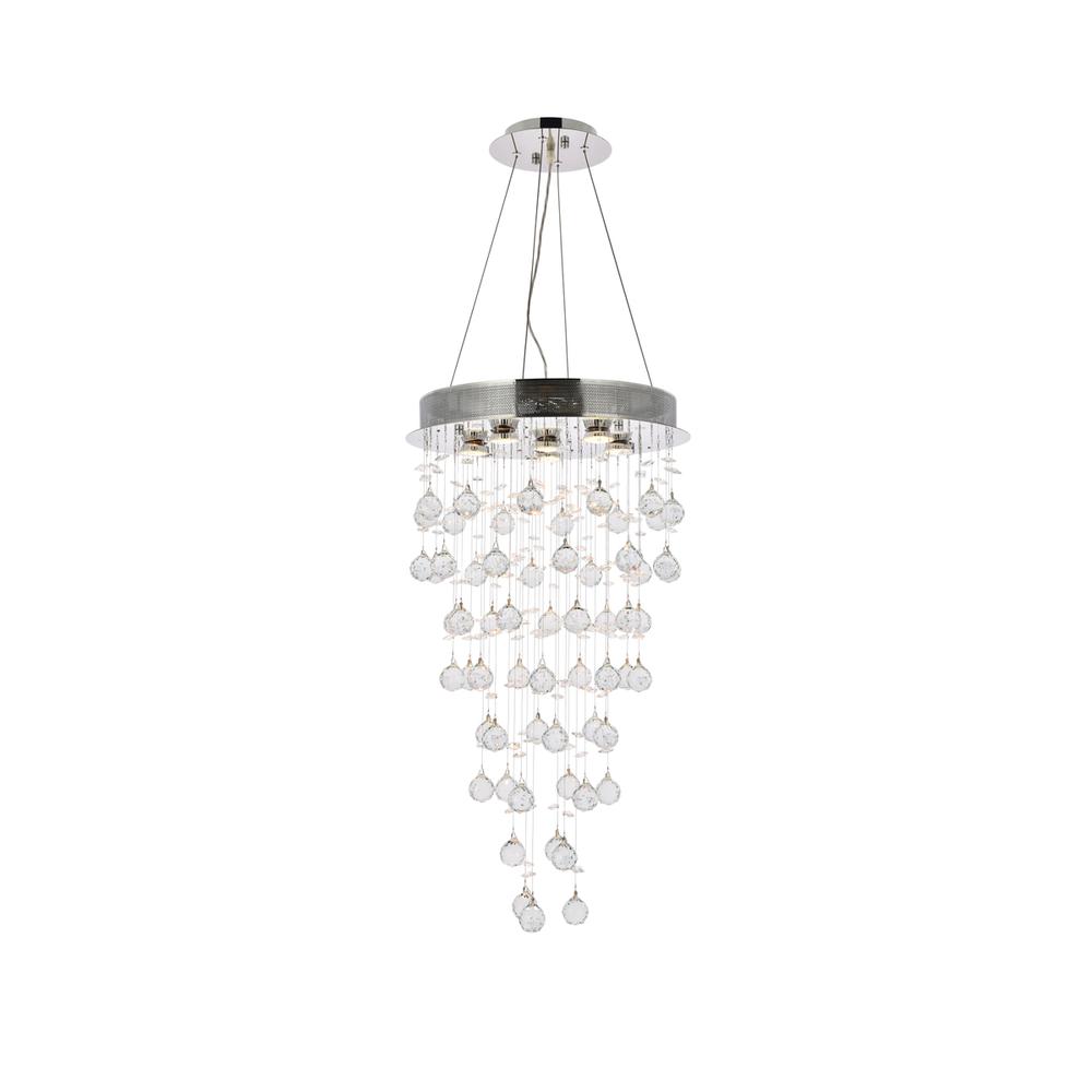 Galaxy 6 light Chrome Pendant Clear Royal Cut Crystal. Picture 1